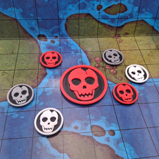 Dnd Monster Tokens | Skull | 3D Printed | TTRPG Battle Markers | Enemy Tokens for DM