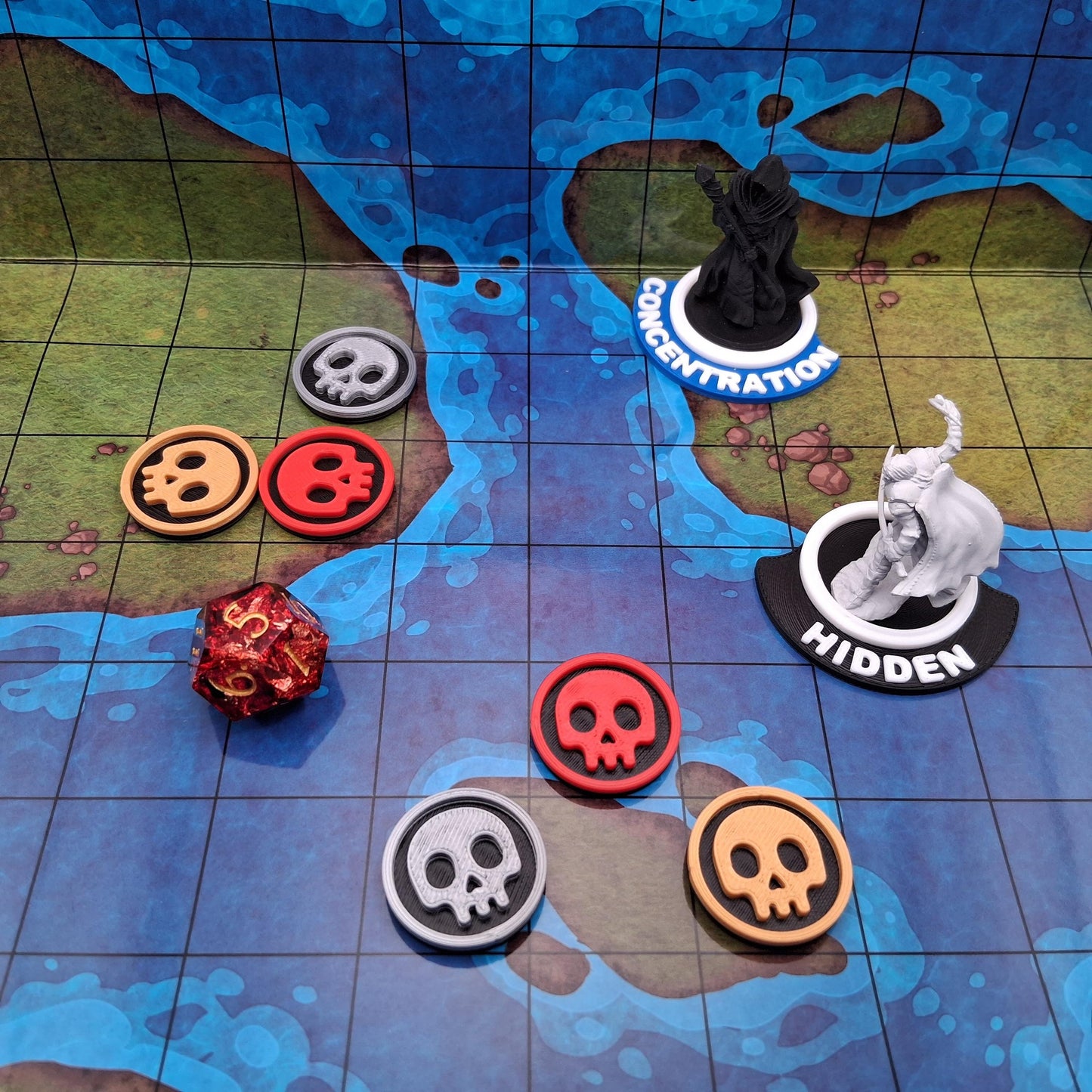 Dnd Monster Tokens | Skull | 3D Printed | TTRPG Battle Markers | Enemy Tokens | Tabletop RPG Accessories