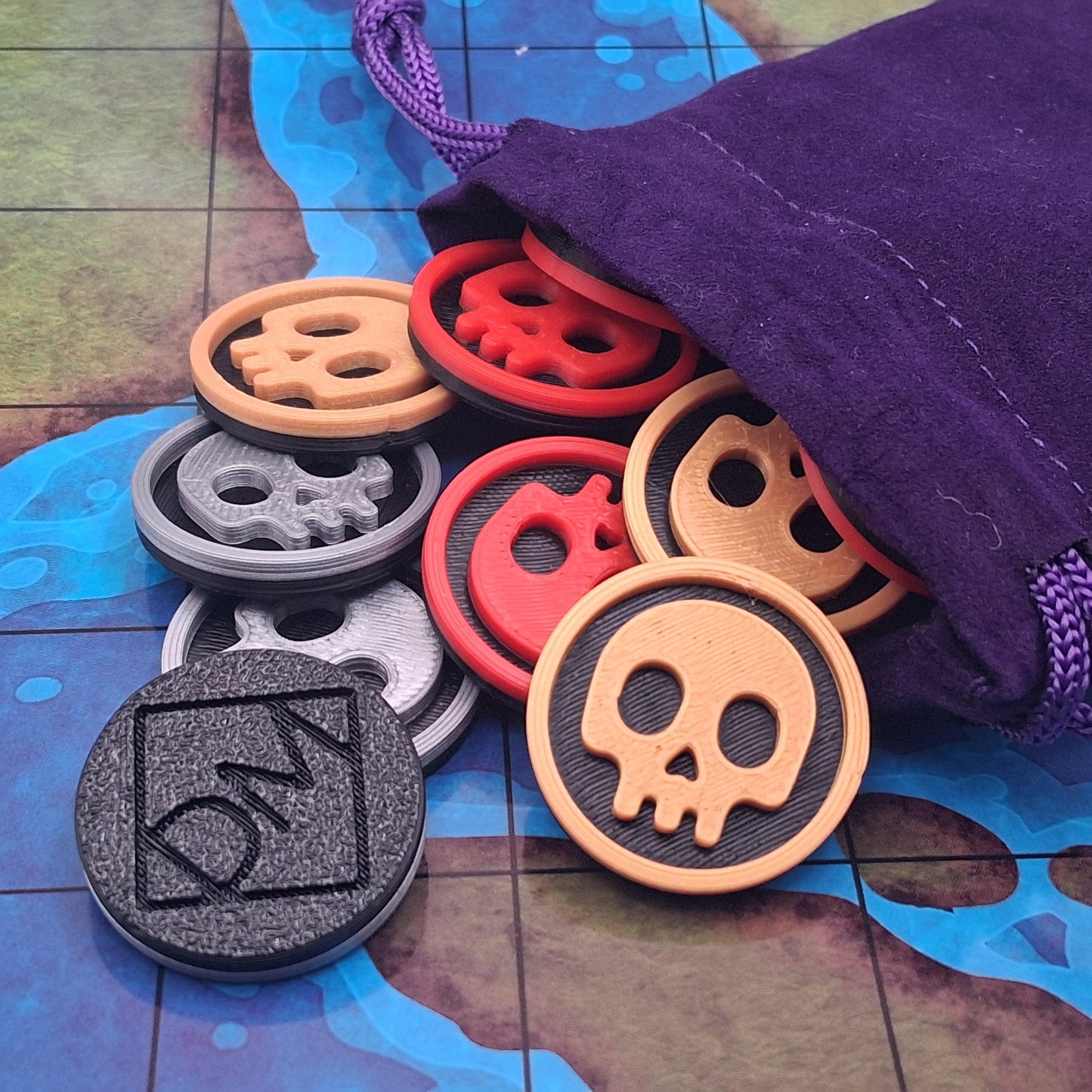 Dnd Monster Tokens | Skull | 3D Printed | TTRPG Battle Markers | Enemy Tokens | Tabletop RPG Accessories