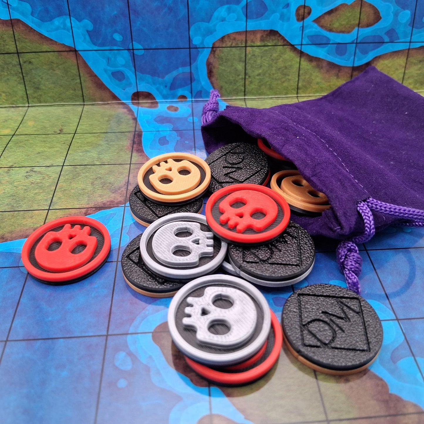 Dnd Monster Tokens | Skull | 3D Printed | TTRPG Battle Markers | Enemy Tokens | Tabletop RPG Accessories